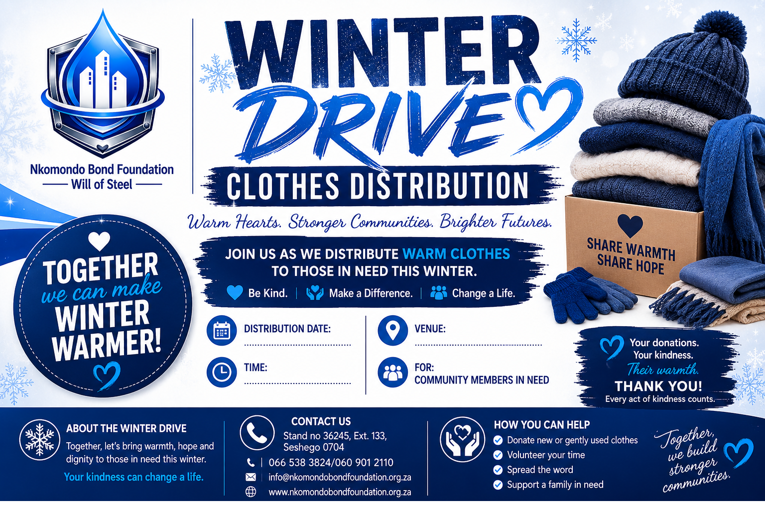 Nkomondo Bond Foundation Winter Drive — Clothes Distribution
